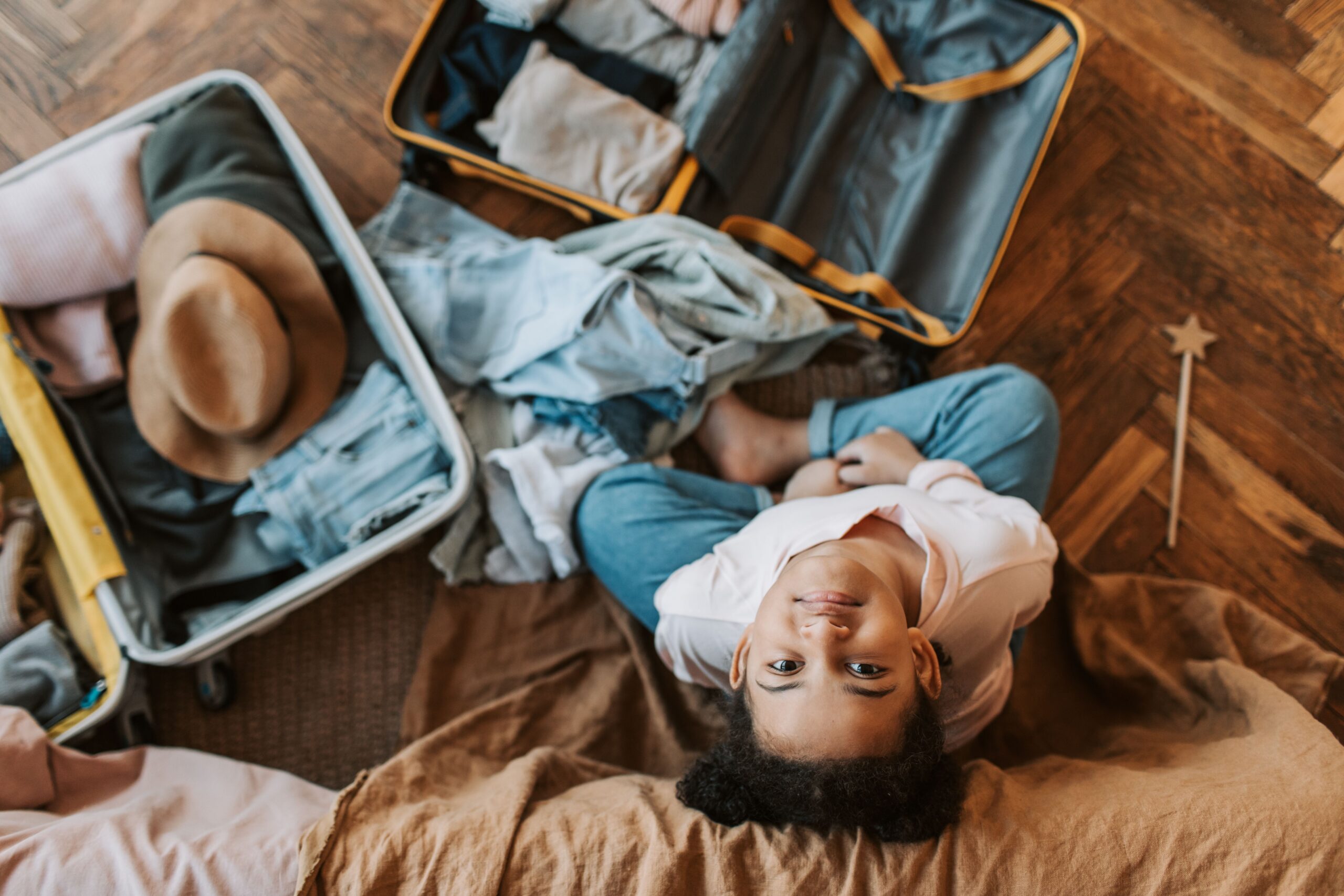Kid packing for vacation