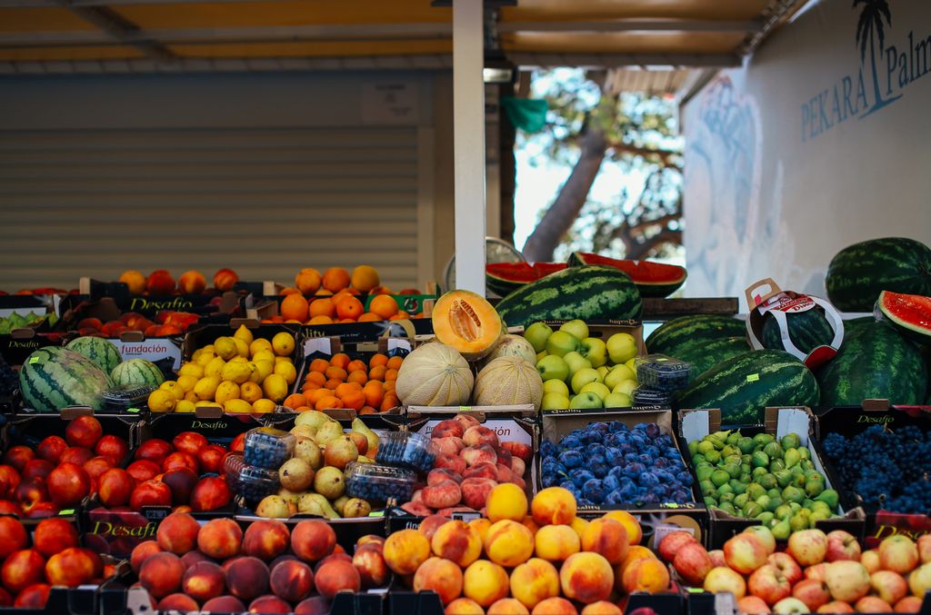 Vibrant variety of fresh fruits at an outdoor stand, perfect for a healthy diet Roanoke, Va.