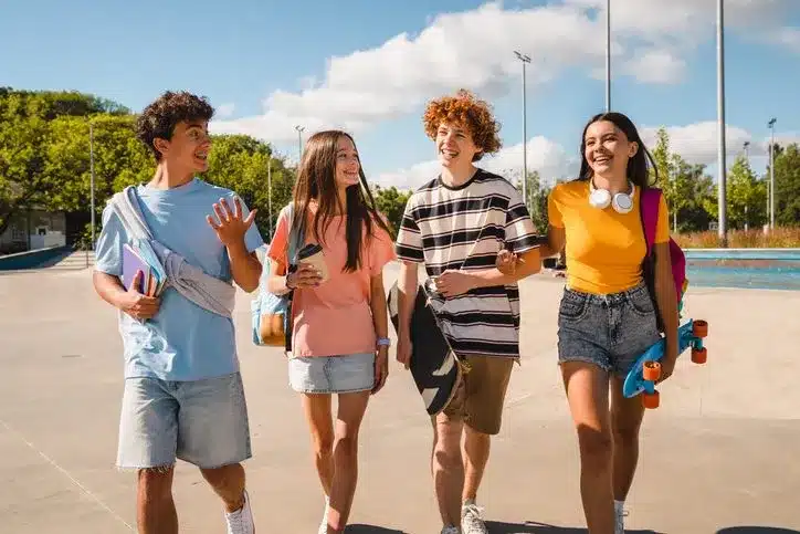 group of teen friends hanging out